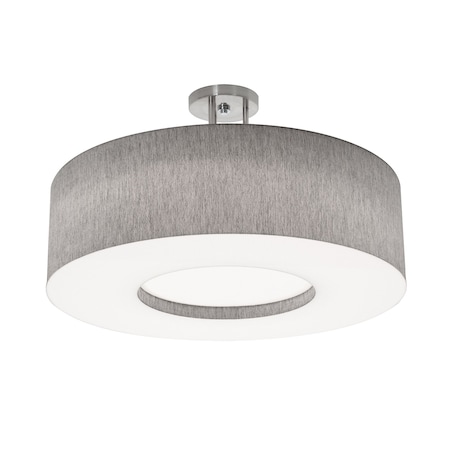 Afx Montclair 24in. Medium Base Semi-Flush Mount, Satin Nickel Finish, Grey Shade MCF2432MB-GYSF